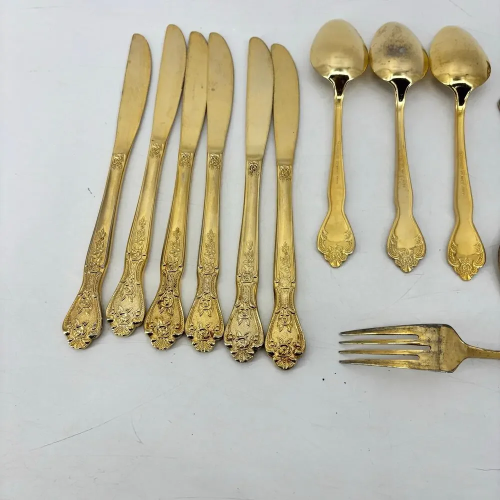 Rogers Stainless Steel Gold Tone Flatware Repurpose DIY Crafting